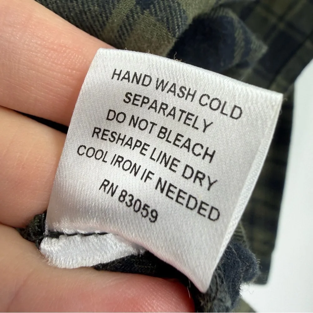 Two Thirty One Military Theme Patched Plaid Boyfriend Shirt Size M - Picture 7 of 11